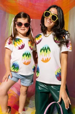 Kids White Groovy Easter Egg Tee