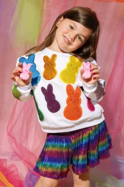 Kids White Multi Peeps Sweatshirt