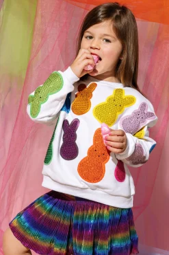 Kids White Multi Peeps Sweatshirt