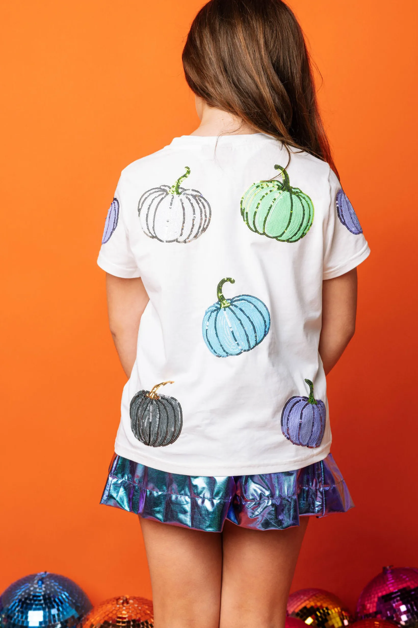 Kids White Multi Pumpkin Scatter Tee