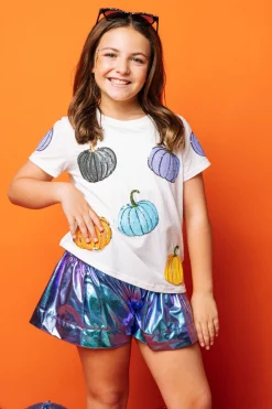 Kids White Multi Pumpkin Scatter Tee