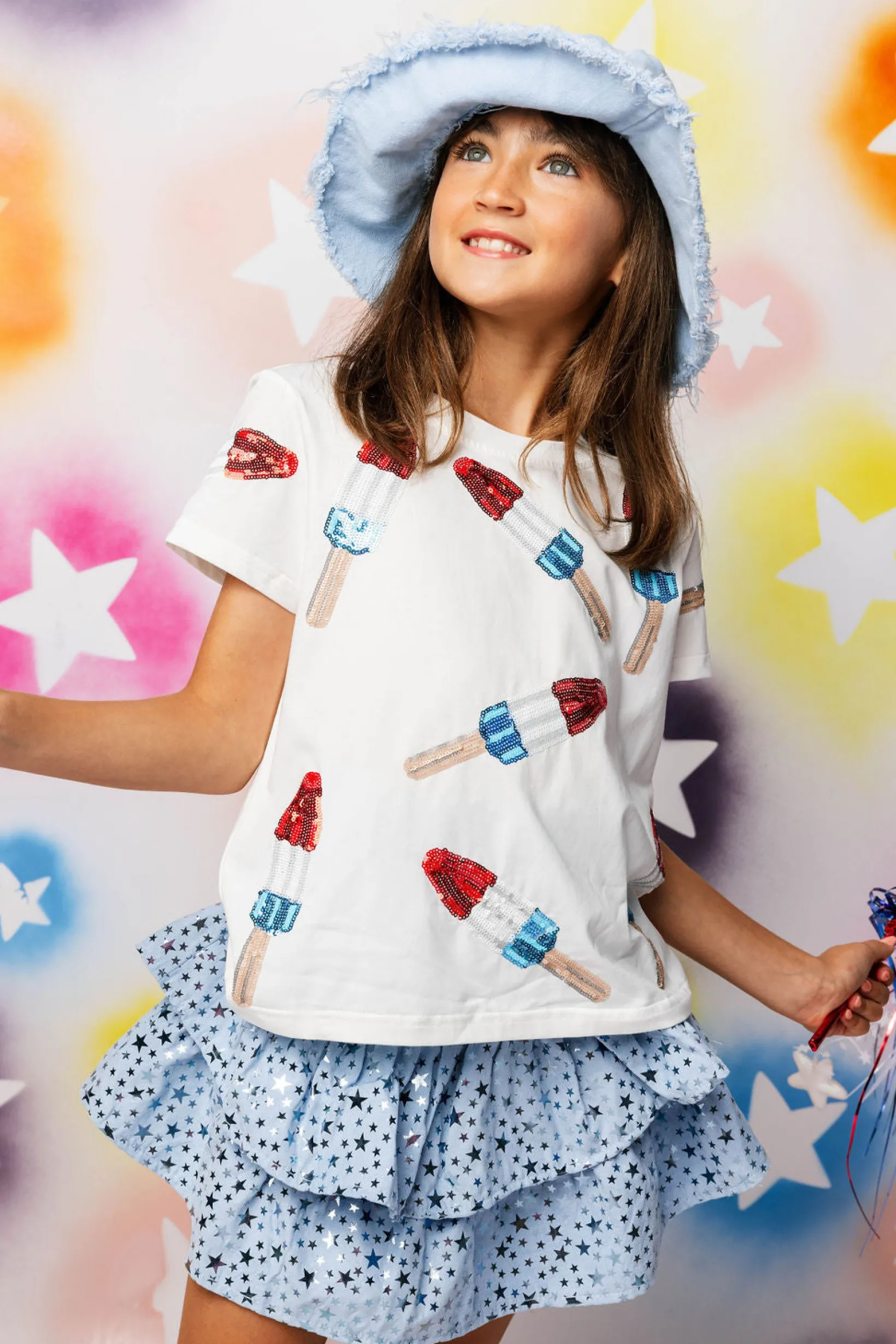 Kids White Scattered Bomb Pop Tee