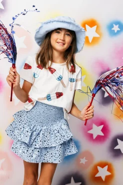 Kids White Scattered Bomb Pop Tee