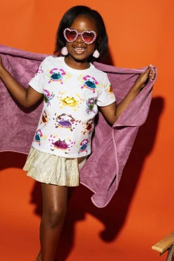 Kids White Scattered Crab Tee