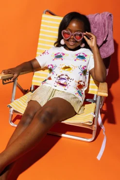 Kids White Scattered Crab Tee