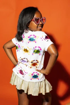 Kids White Scattered Crab Tee