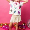 Kids White Scattered Multi Color Popsicle Tee