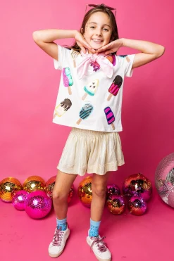 Kids White Scattered Multi Color Popsicle Tee