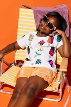 Kids White Scattered Multi Color Popsicle Tee