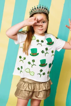 Kids White St. Patrick's Day Sunglass, Hat & Headband Icon Tee