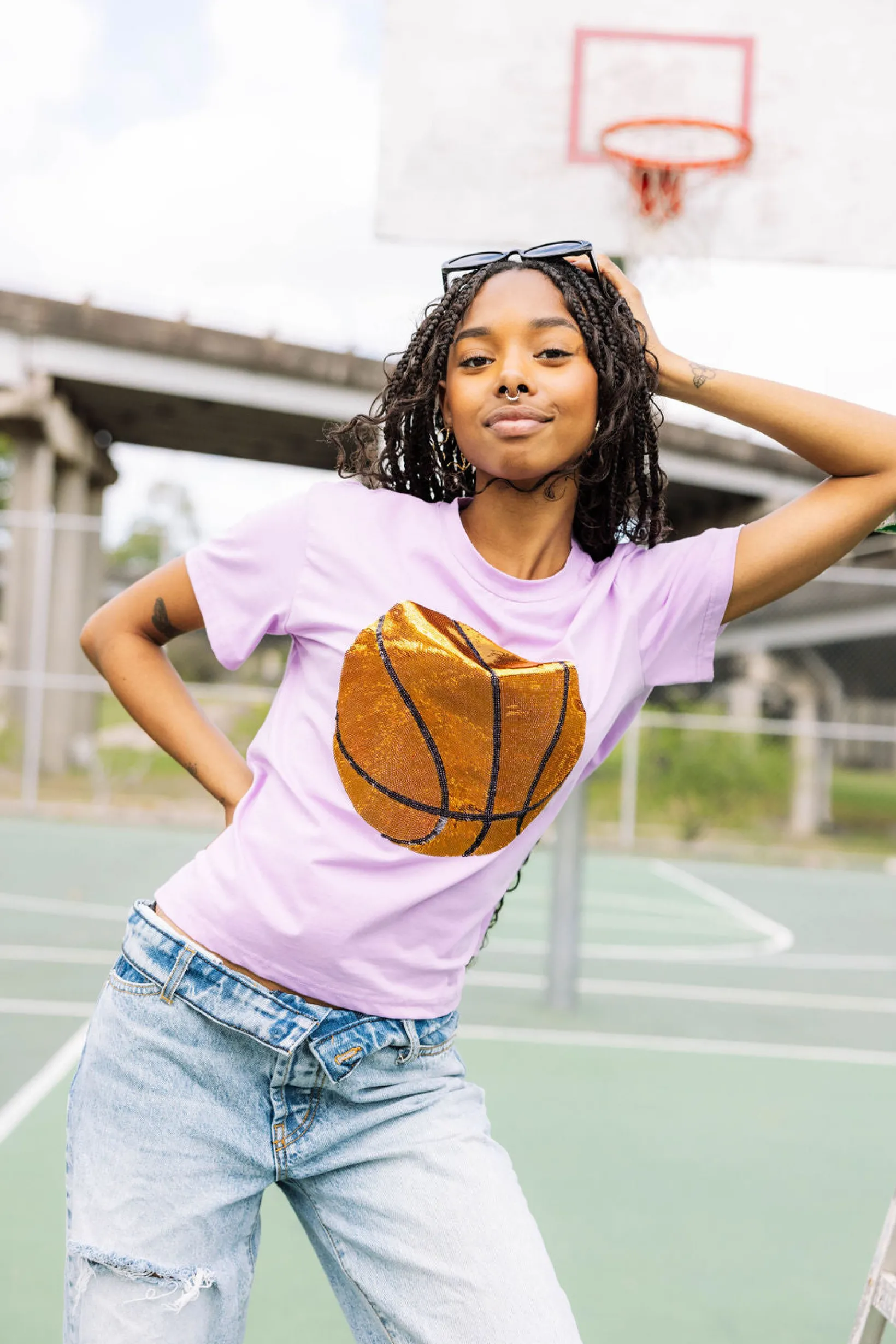 Lavender Basketball tee