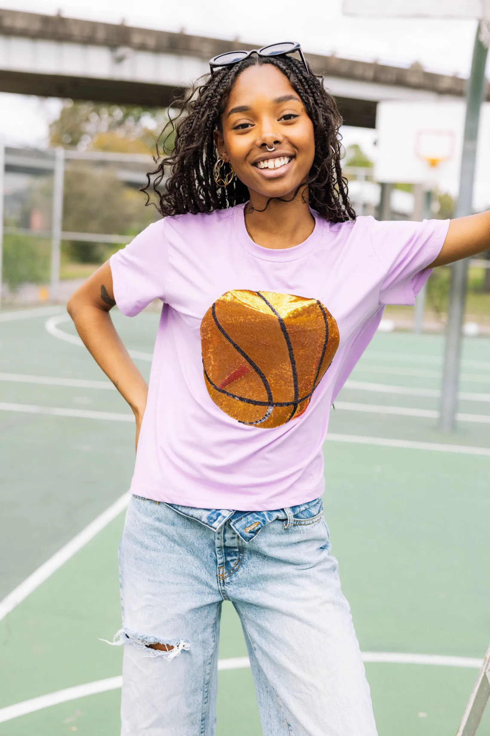 Lavender Basketball tee