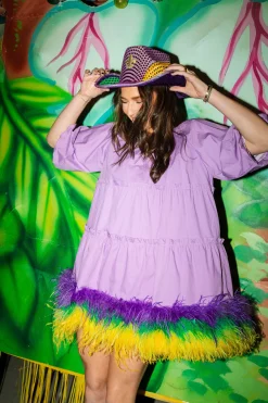 Lavender Feather Bottom Dress