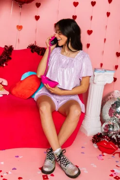 Lavender Glitter Hearts Shorts