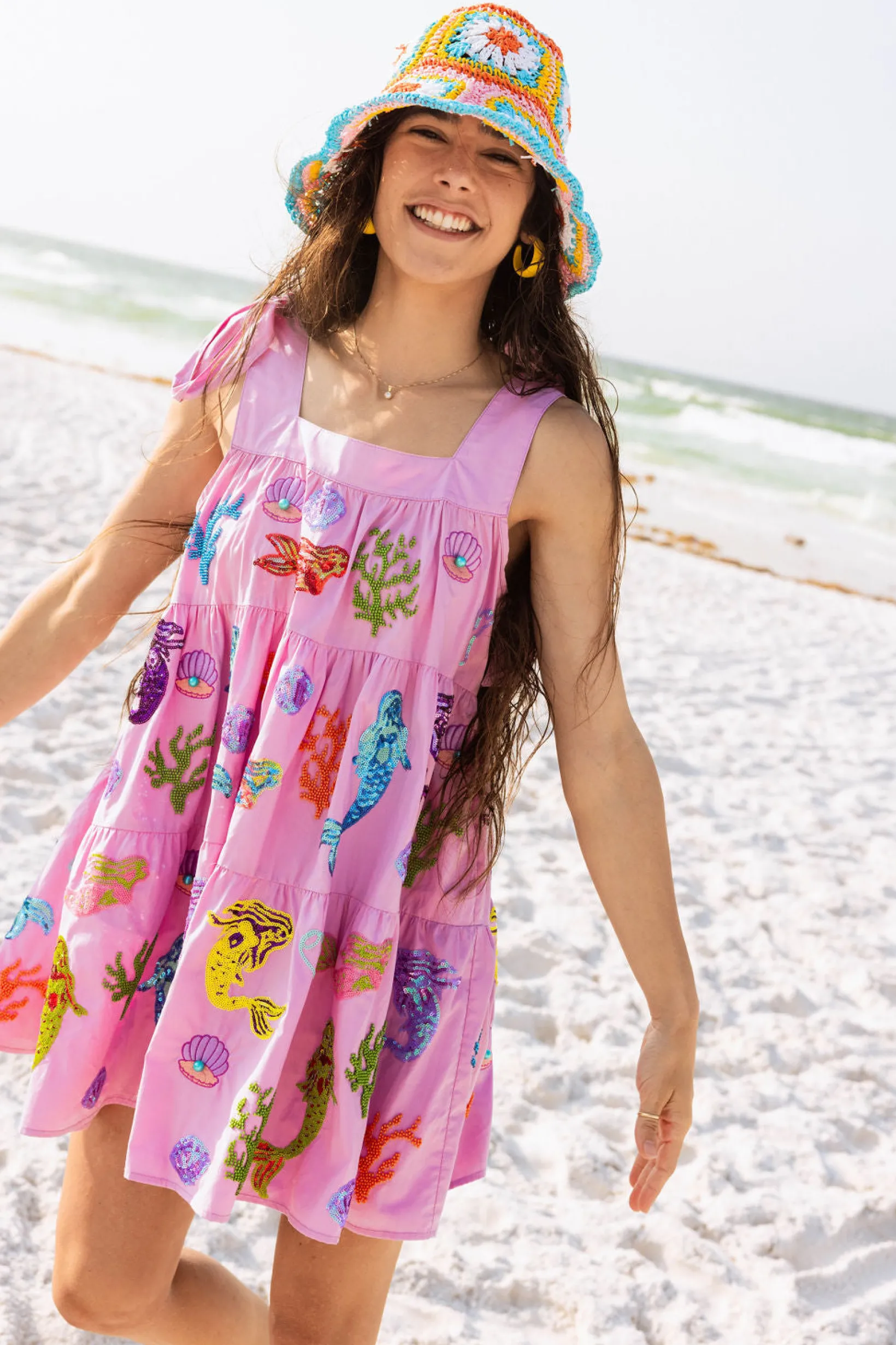 Lavender Mermaid & Sea Tie Dress