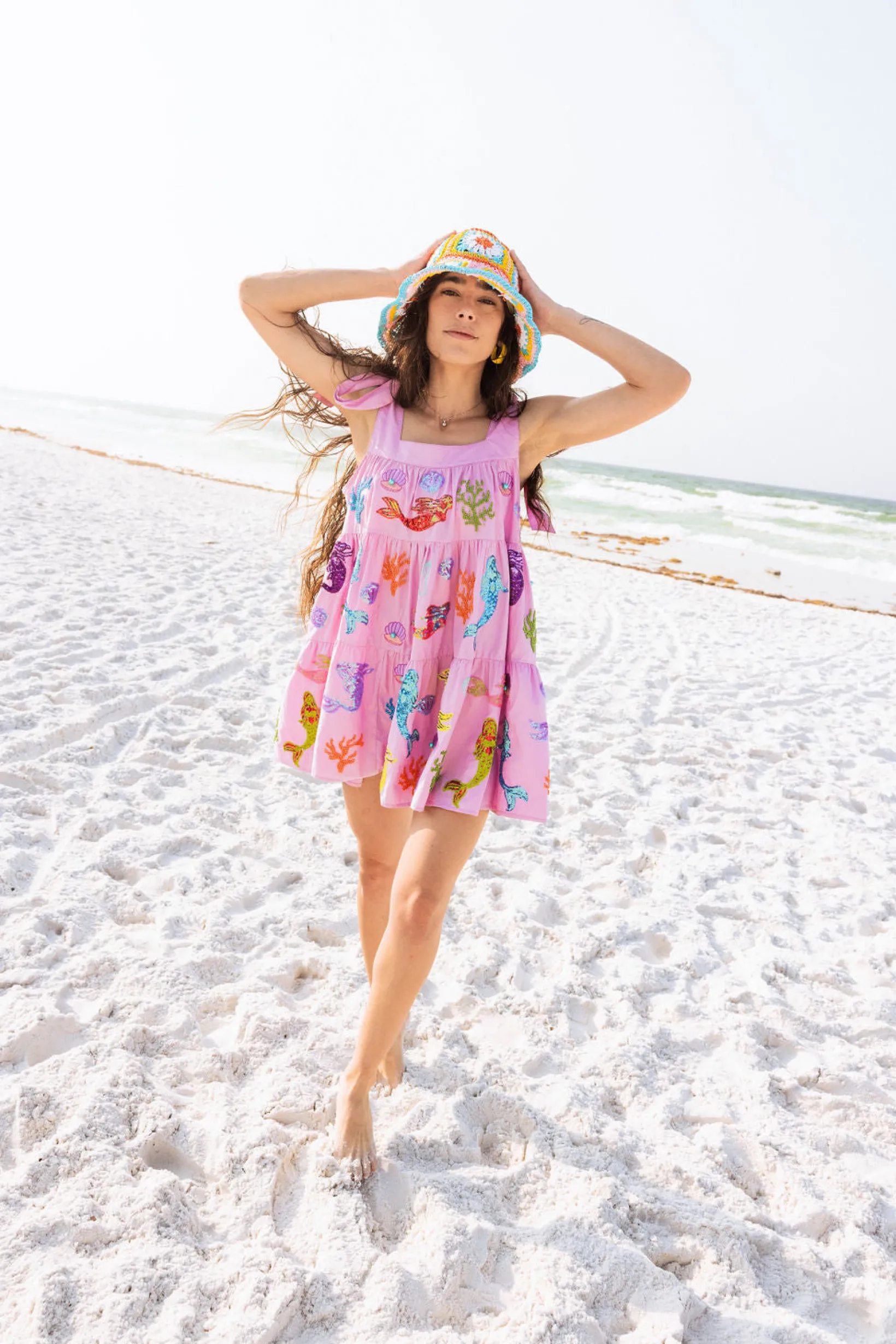 Lavender Mermaid & Sea Tie Dress