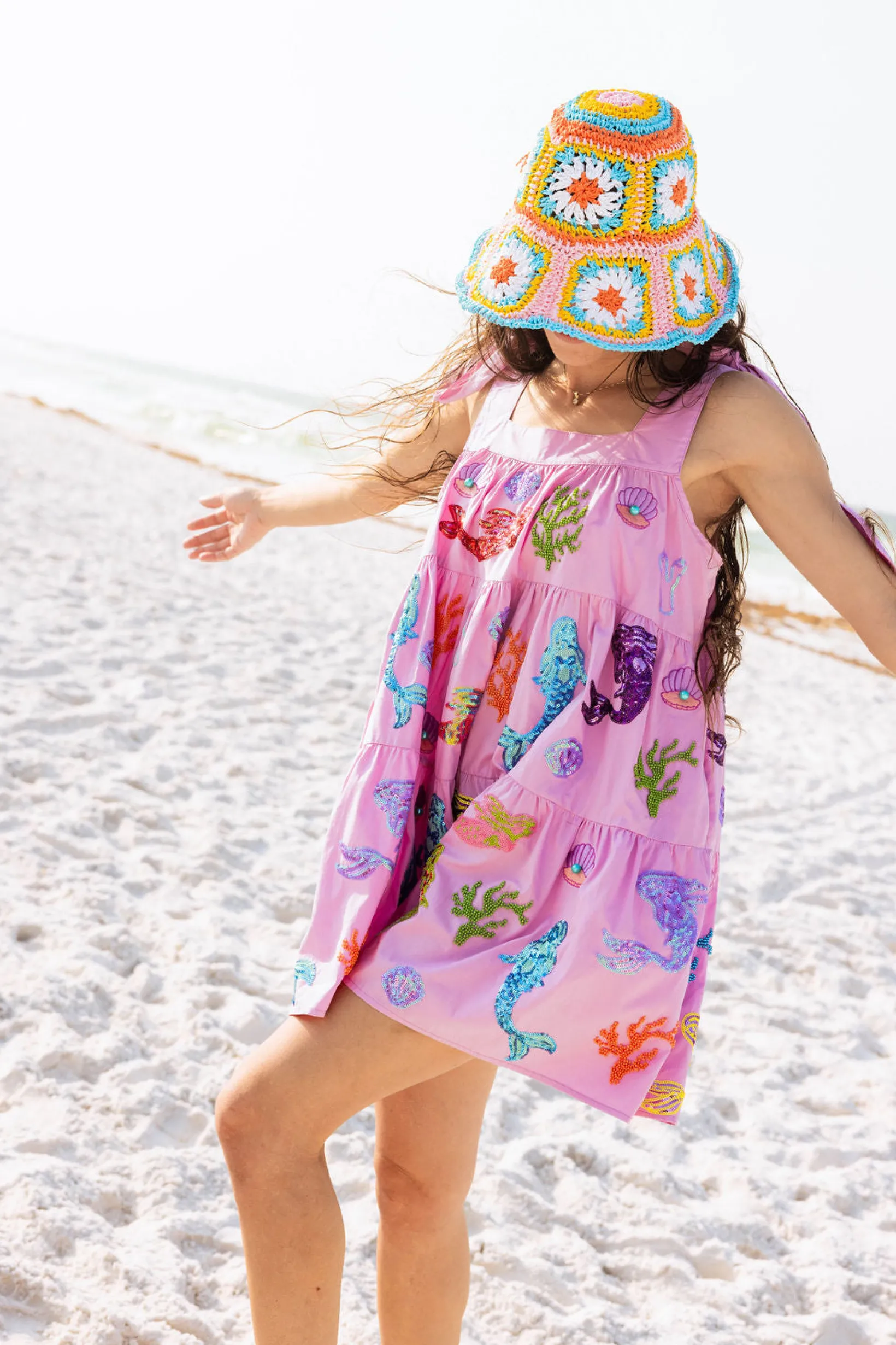 Lavender Mermaid & Sea Tie Dress