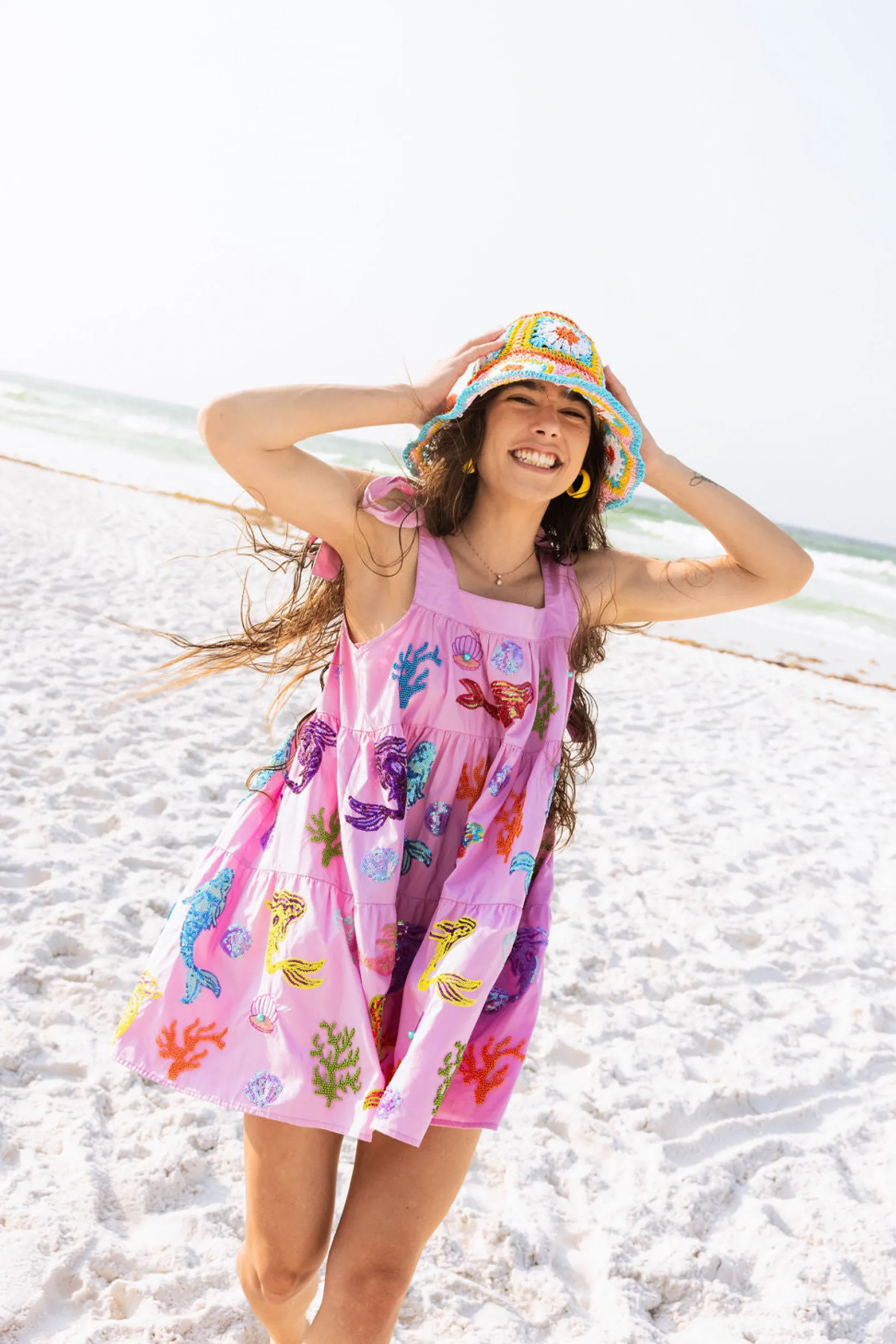 Lavender Mermaid & Sea Tie Dress