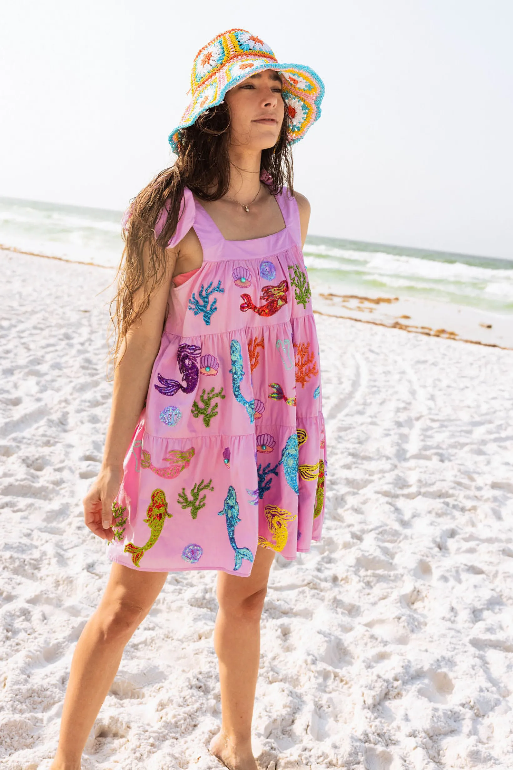 Lavender Mermaid & Sea Tie Dress