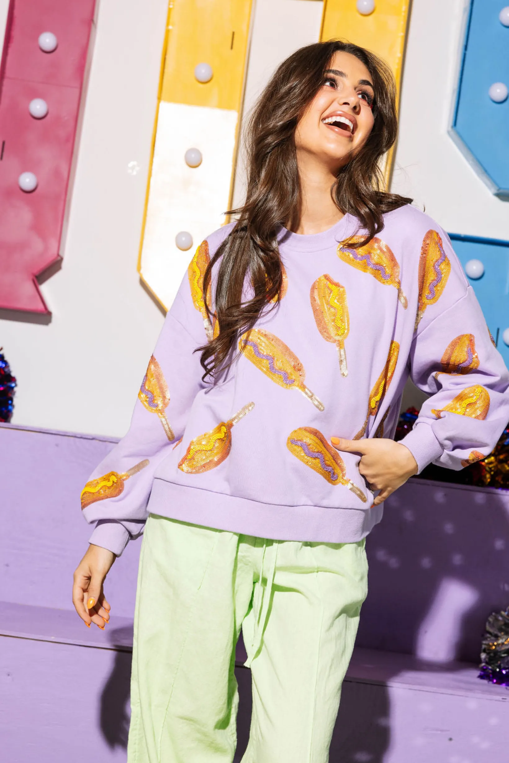 Lavender Scattered Corndog Sweatshirt