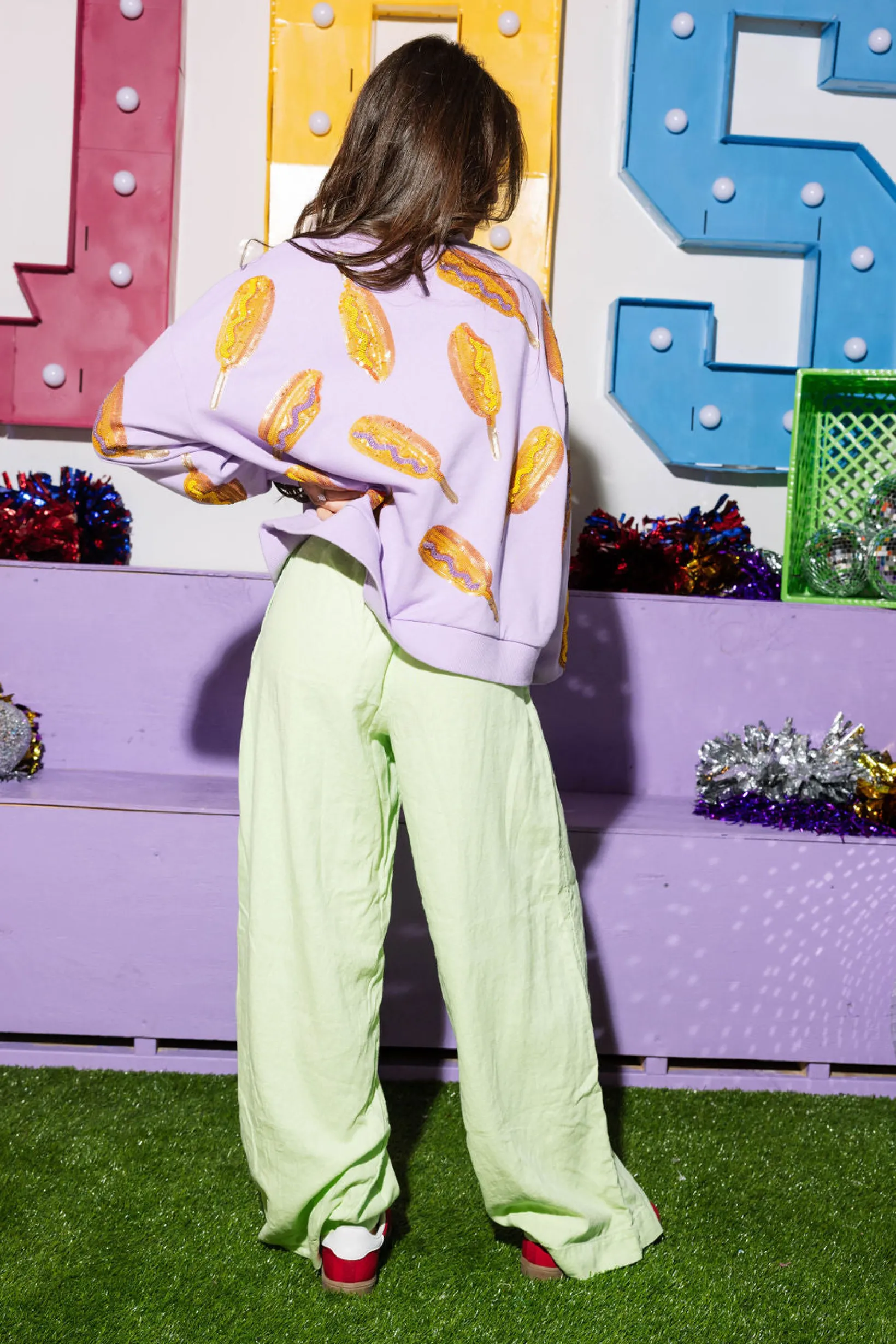 Lavender Scattered Corndog Sweatshirt