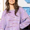 Lavender Seed Bead & Sequin Tiger Stripe Sweatshirt