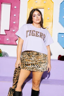 Lavender Sequin 'Tigers' Word Top