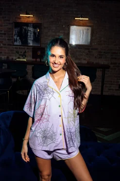 Lavender Spider Web Pajama Shorts