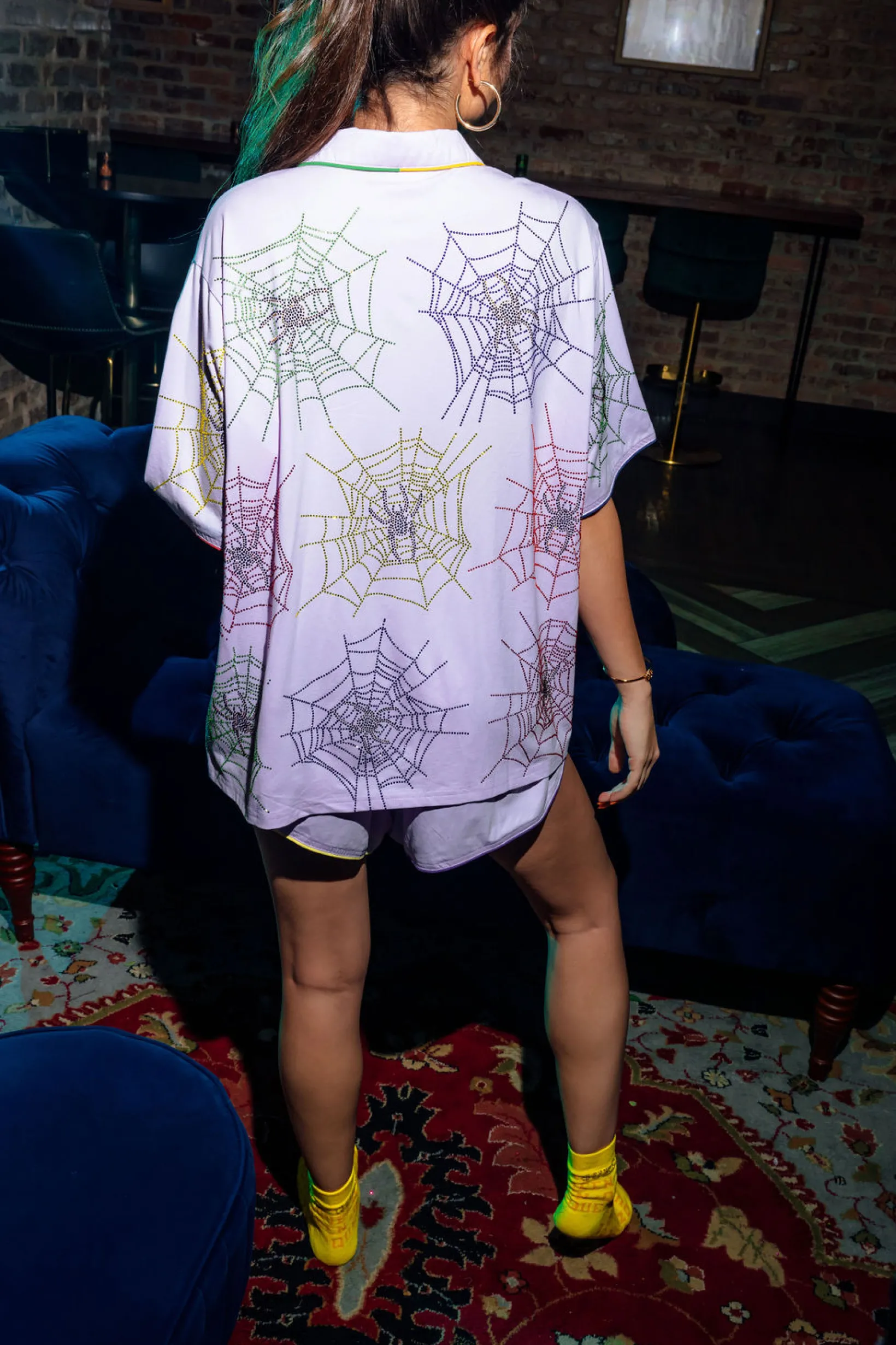 Lavender Spider Web Pajama Shorts