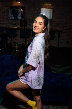 Lavender Spider Web Pajama Top