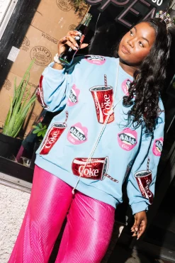 Licensed- Aqua Blue Lips & Coke Sweatshirt
