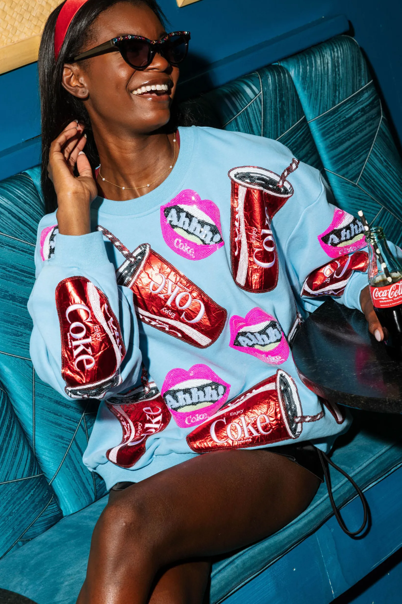 Licensed- Aqua Blue Lips & Coke Sweatshirt
