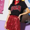Licensed Black & Red Jeweled 'UGA' Tee