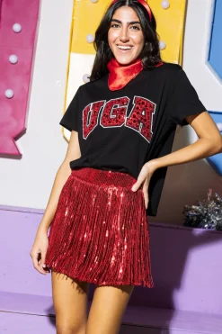 Licensed Black & Red Jeweled 'UGA' Tee