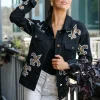 Licensed Black Scattered Fleur De Lis Denim Jacket
