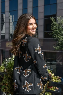 Licensed Black Scattered Fleur De Lis Blazer