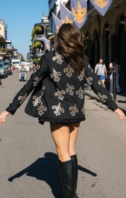 Licensed Black Scattered Fleur De Lis Blazer