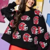 Licensed Black Sequin UGA Football Helmet Sweatshirt