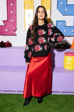 Licensed Black Sequin UGA Football Helmet Sweatshirt