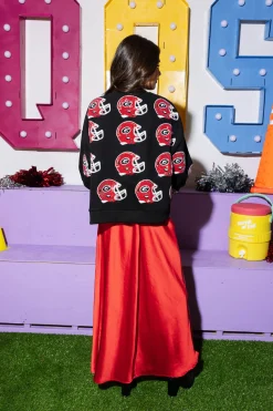 Licensed Black Sequin UGA Football Helmet Sweatshirt