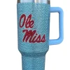 Licensed- Blue & Red 'Ole Miss' Rhinestone Tumbler