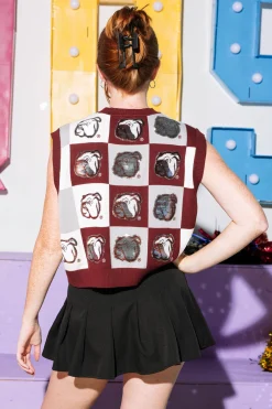 Licensed- Checkered Maroon & Grey Mississippi State Bulldog Tank