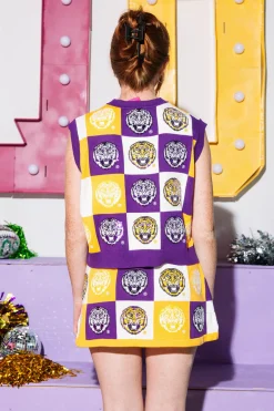 Licensed- Checkered Purple & Gold LSU Tiger Skirt