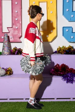 Licensed- Crimson & Ivory Two Tone Holographic 'Oklahoma' Sweatshirt