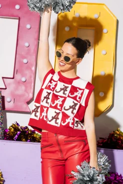 Licensed- Crimson & White Alabama 'A' Checkered Tank