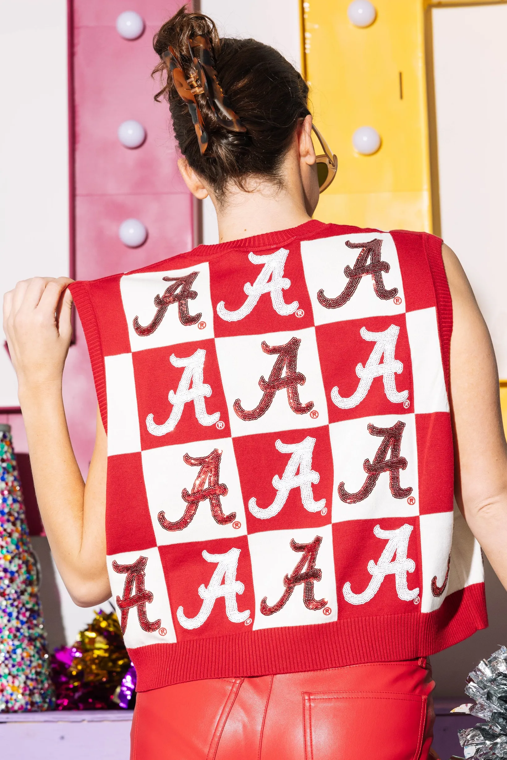 Licensed- Crimson & White Alabama 'A' Checkered Tank