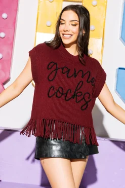 Licensed- Gamecocks Fringe Sweater Vest