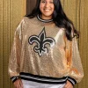 Licensed Gold Full Sequin Fleur De Lis Sweater