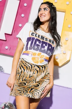 Licensed Grey 'Clemson Tigers' Vintage Tee