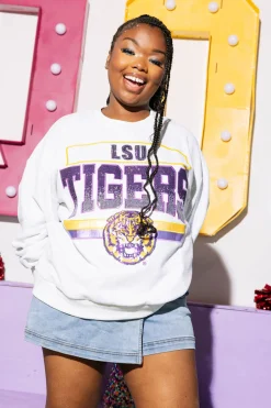 Licensed Grey 'LSU Tigers' Vintage Sweatshirt